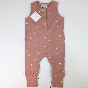 Mebie Baby 3-6 Months Mauve Floral Tank Jumpsuit